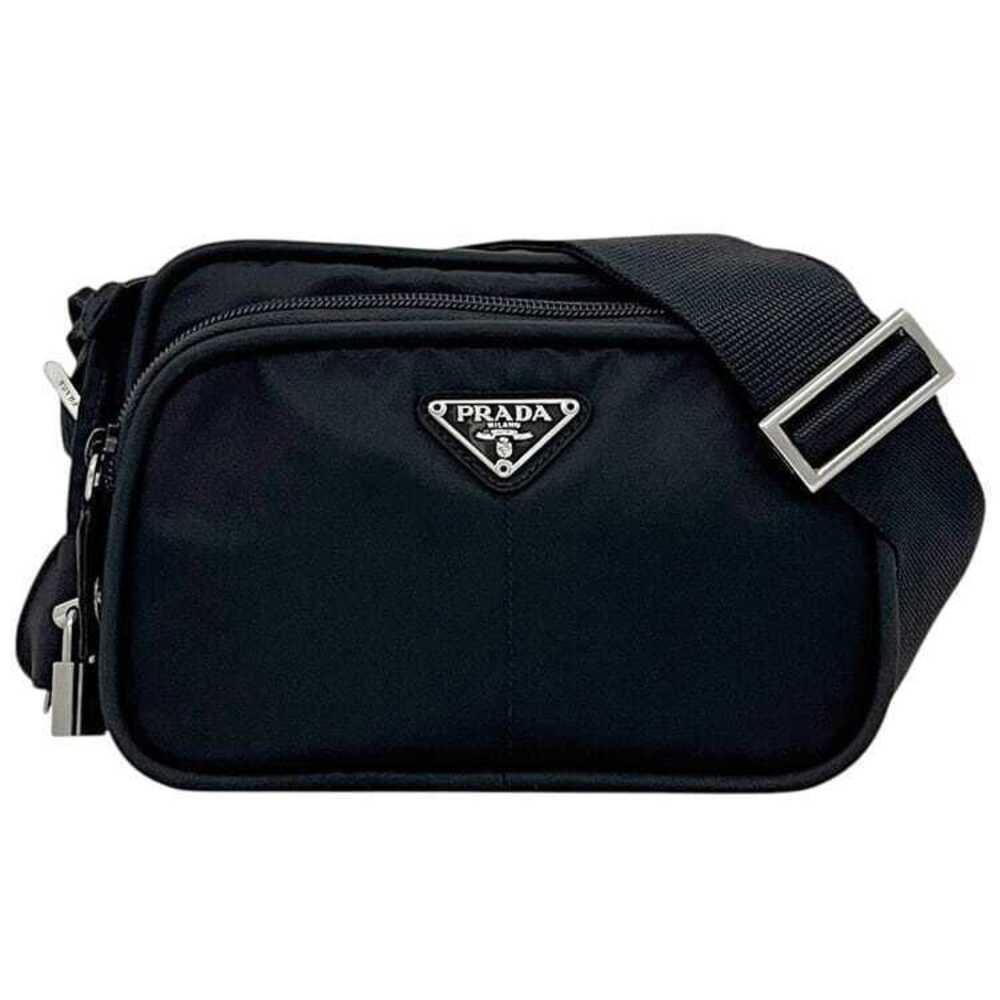 Prada Tessuto Leather Triangle Plate Camera Crossbody Bag Nero Black